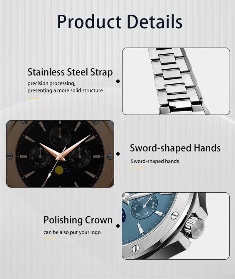 Luxury Chronograph Stainless Steel Men Watch