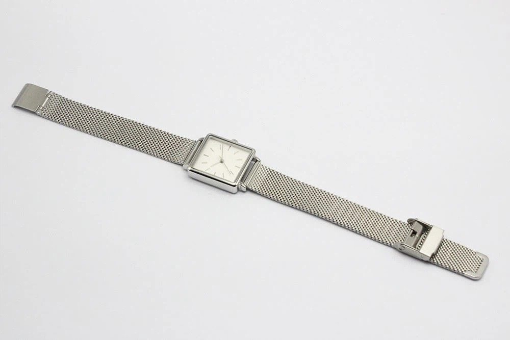 Minimalist Rectangle OEM Mesh Steel Band Women Watch