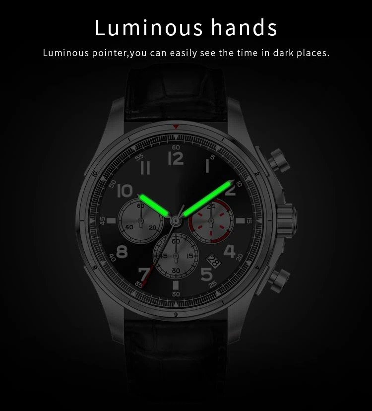 Men Chronograph Wrist Watch Luminous Hands