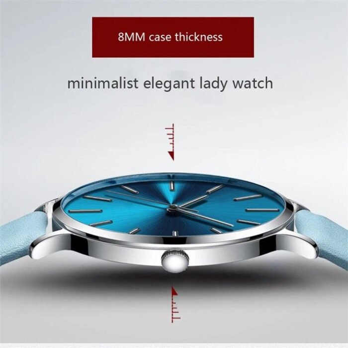 Simple Stylish Lady Steel Watch With Leather Strap OEM