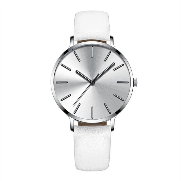 Simple Stylish Lady Steel Watch With Leather Strap OEM