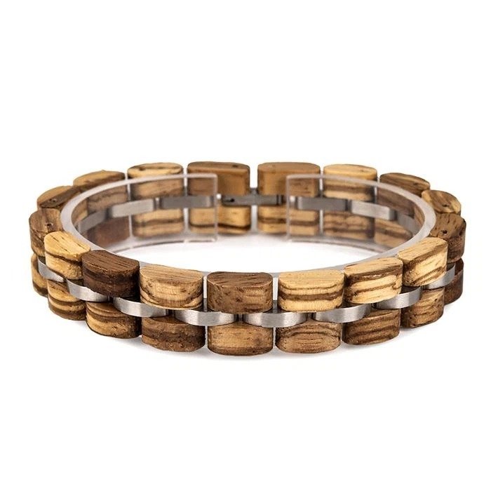 Handcrafted Metal Wood Bracelet