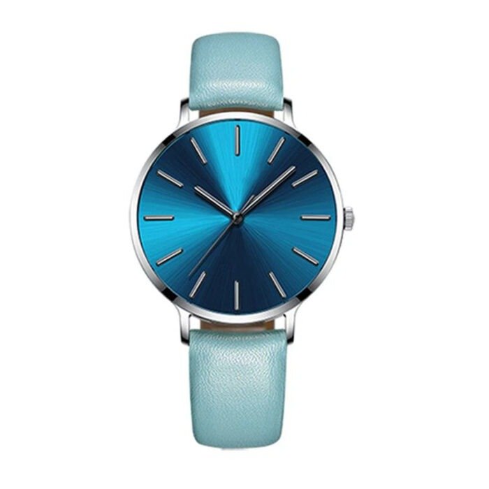 Simple Stylish Lady Steel Watch With Leather Strap OEM