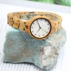 Handmade Wooden Watches* 36mm case for lady
* Mother of pearl dial with diamond index
* Miyota Quartz movement
* Butterfly buckle