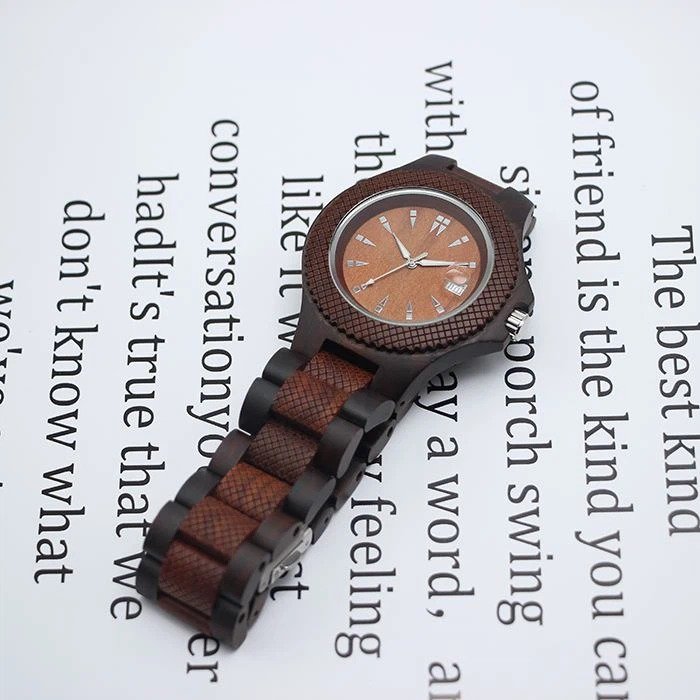 Wooden Hand Watch * Case: made of genuine sandalwood * Wood veneer dial with luminous hands * Case: 46mm, wooden watches for men * Eye glass