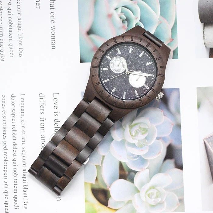 Wooden Watches For Sale * Classic men's timepiece * Starry sky diamond dial * Interchangeable wristband * Custom private own logo