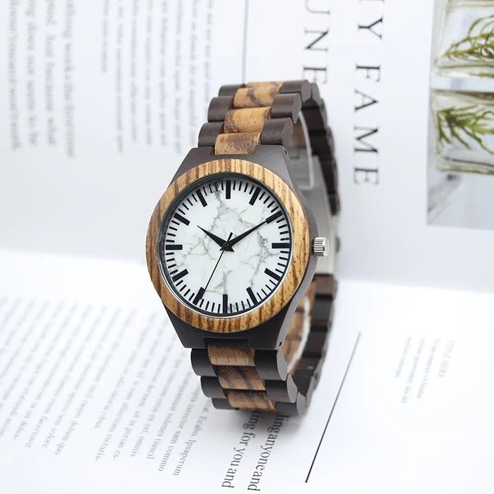 Wooden Watch For Wife * Fashionable/ luxurious * Splicing MOP dial with diamond index * Citizen movement auto date * High-class gift package