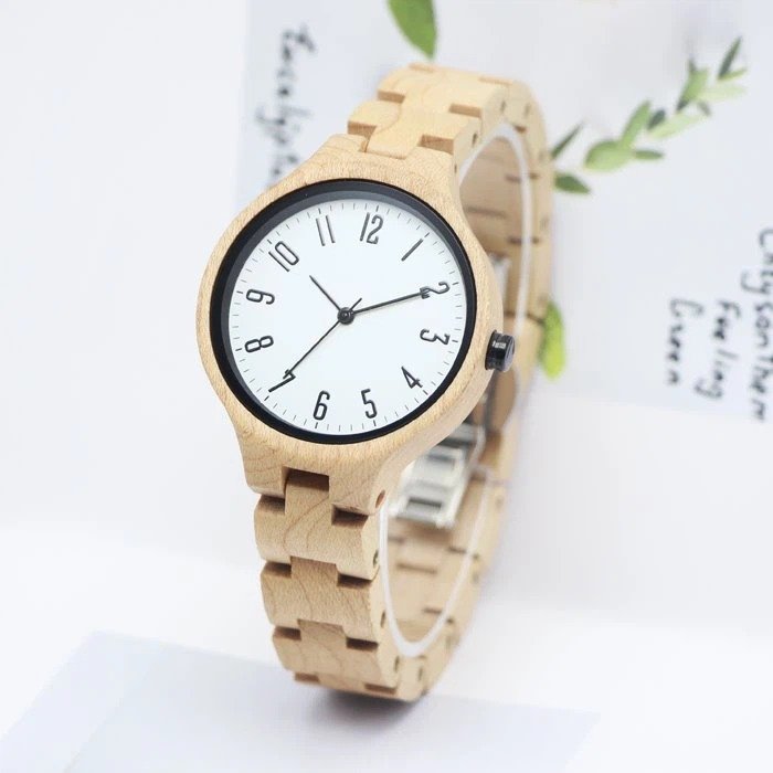 Wood Style Watches * Minimalist design * Case made from heart wood of maple * Quartz movement by Miyota * Deployment-clasp-with-push-button